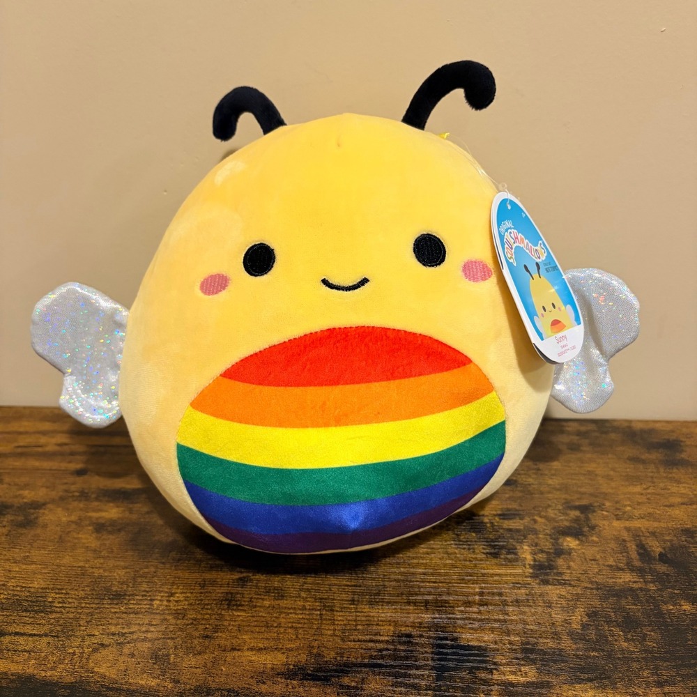Squishmallow Sunny the Bee 8 Inch Rainbow Pride Hot Topic Exclusive Plush NWT